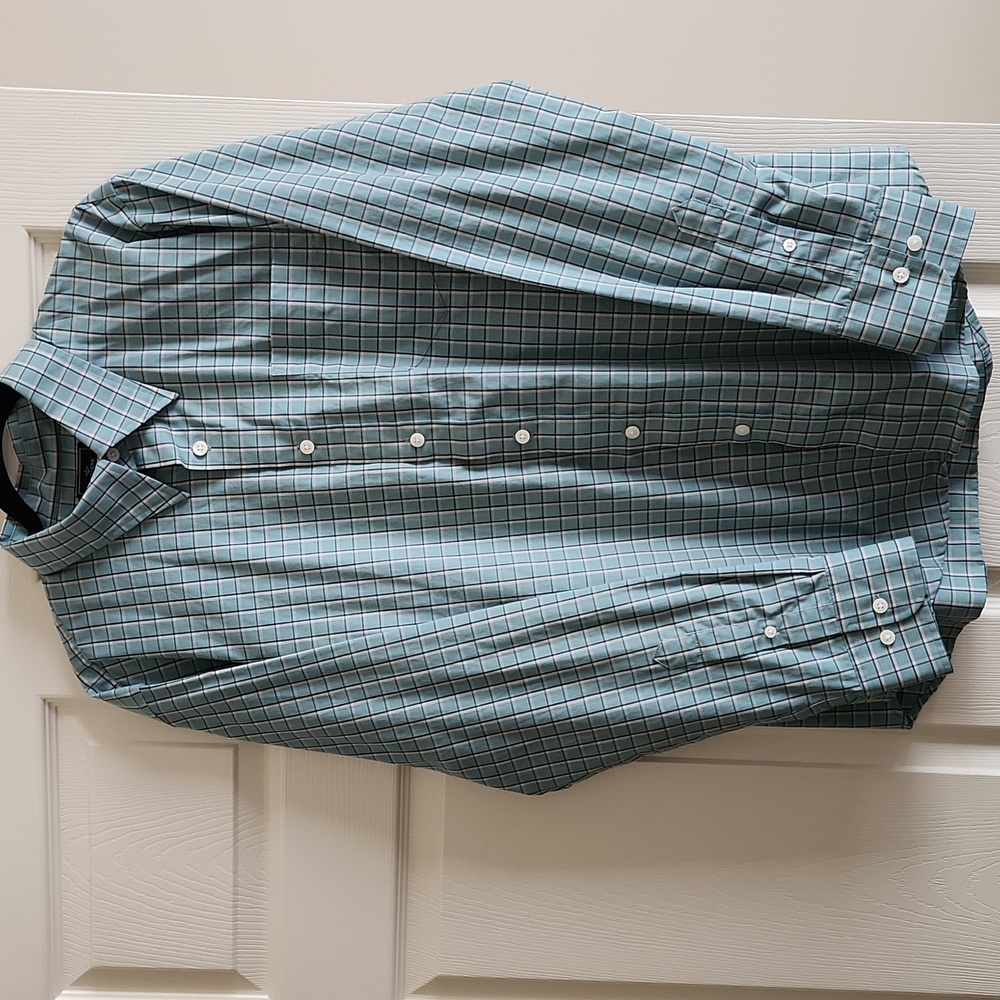 Dockers Men's Long Sleeve Plaid Button Down 100% Cotton Shirt Large 16/16 1/2